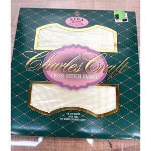 Charles Craft Aida Cross Stitch Fabric 100% Cotton 18 Count 15" X 18" Ivory